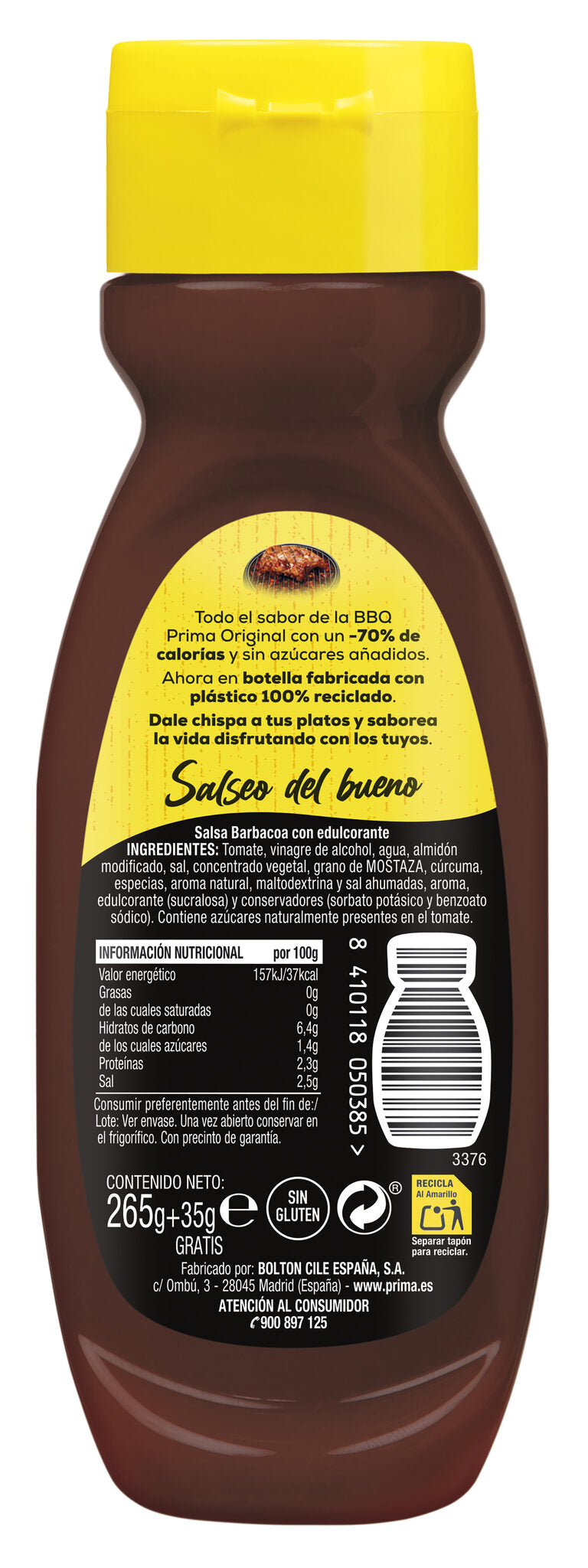 Salsa barbacoa cero Prima 265g