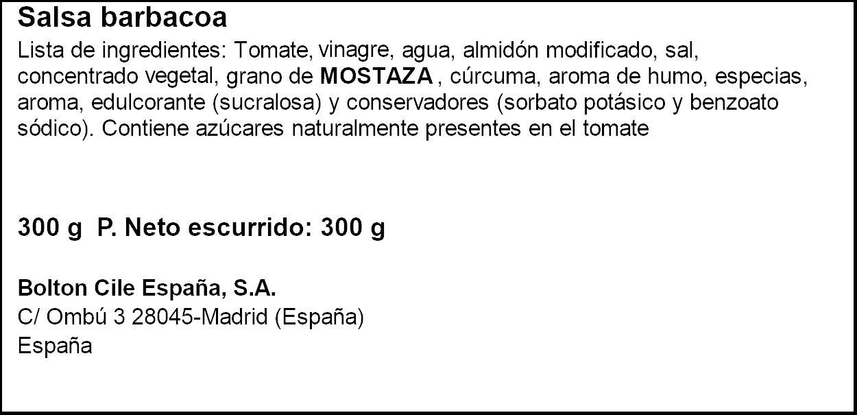 Salsa barbacoa cero Prima 265g