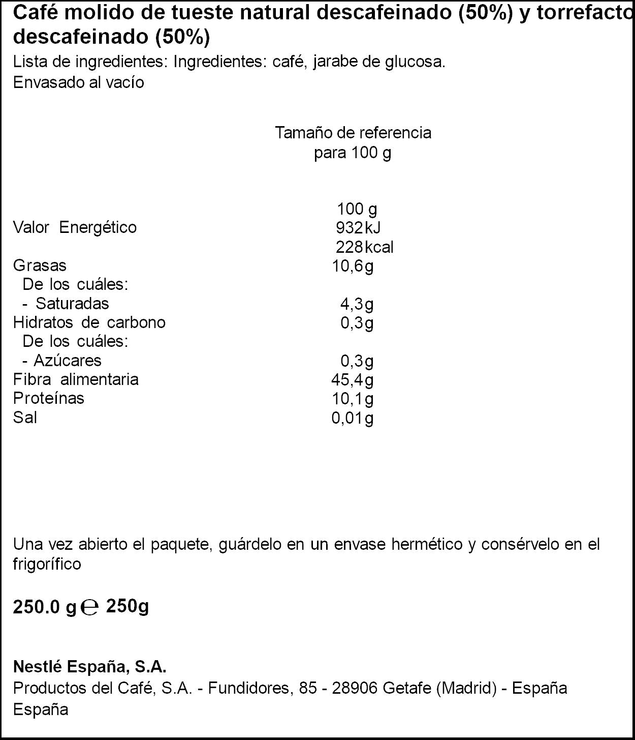 Café molido descafeinado mezcla Estrella 250g