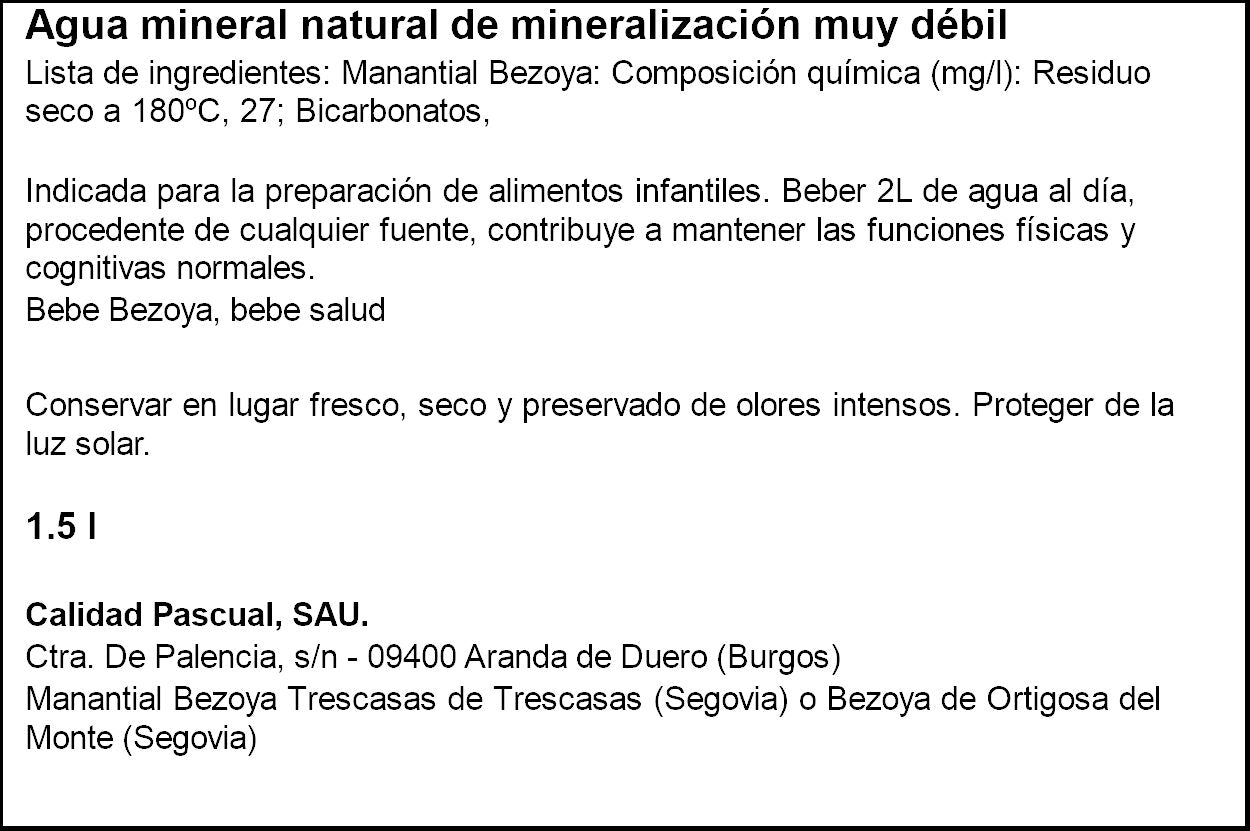 Agua mineral natural Bezoya 1.5l