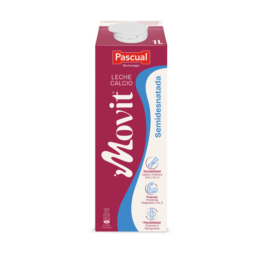 Leche semidesnatada movit calcio Pascual 1l La Despensa