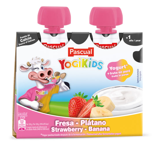 Yogur yogikids fresa/plátano Pascual p-2 80g La Despensa