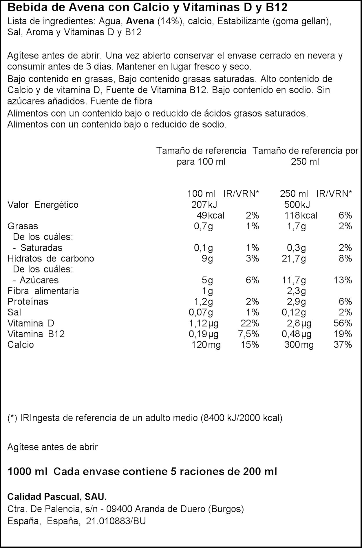 Bebida soja avena Vivesoy 1l
