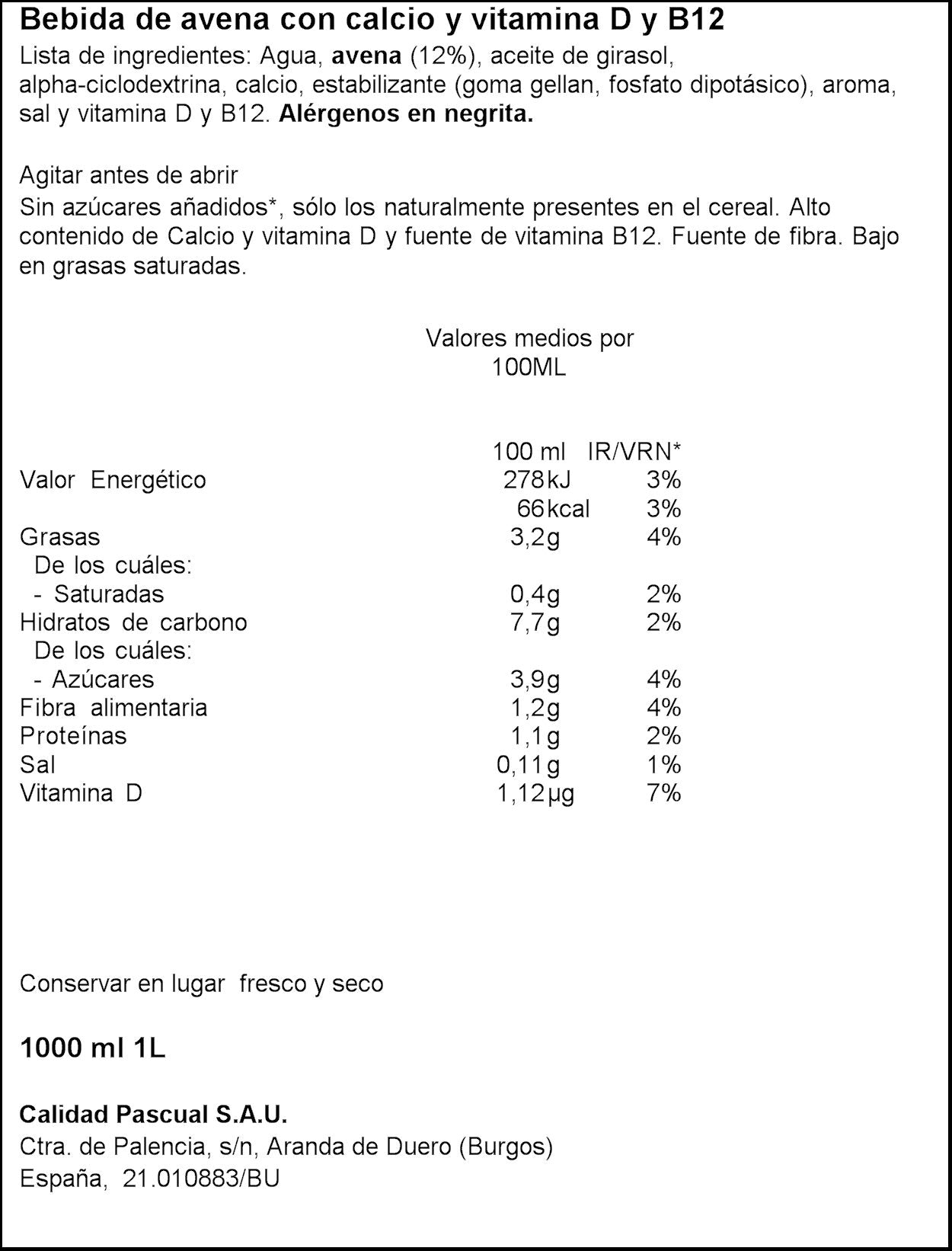Bebida vegetal avena barista vive soy 1l