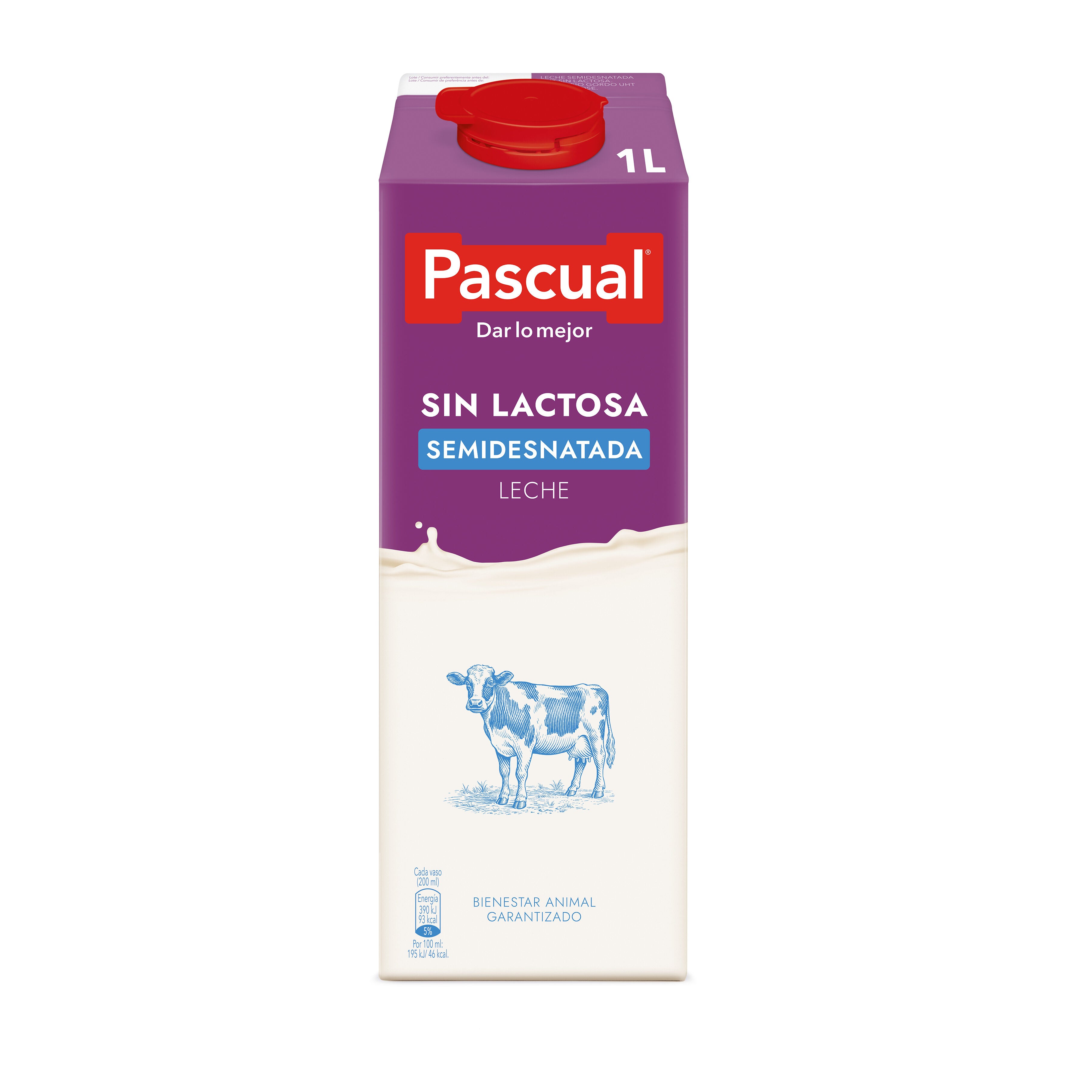 Leche semidesnatada s/lactosa Pascual 1l