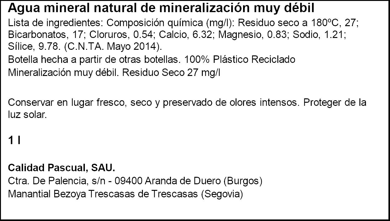 Agua mineral natural Bezoya 1l