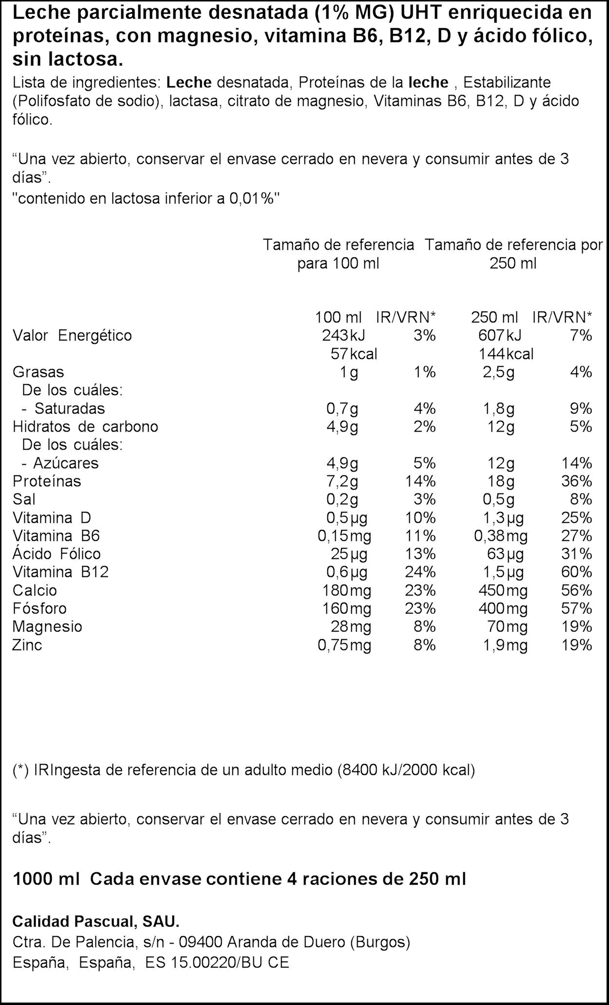 Leche con proteinas Pascual 1l