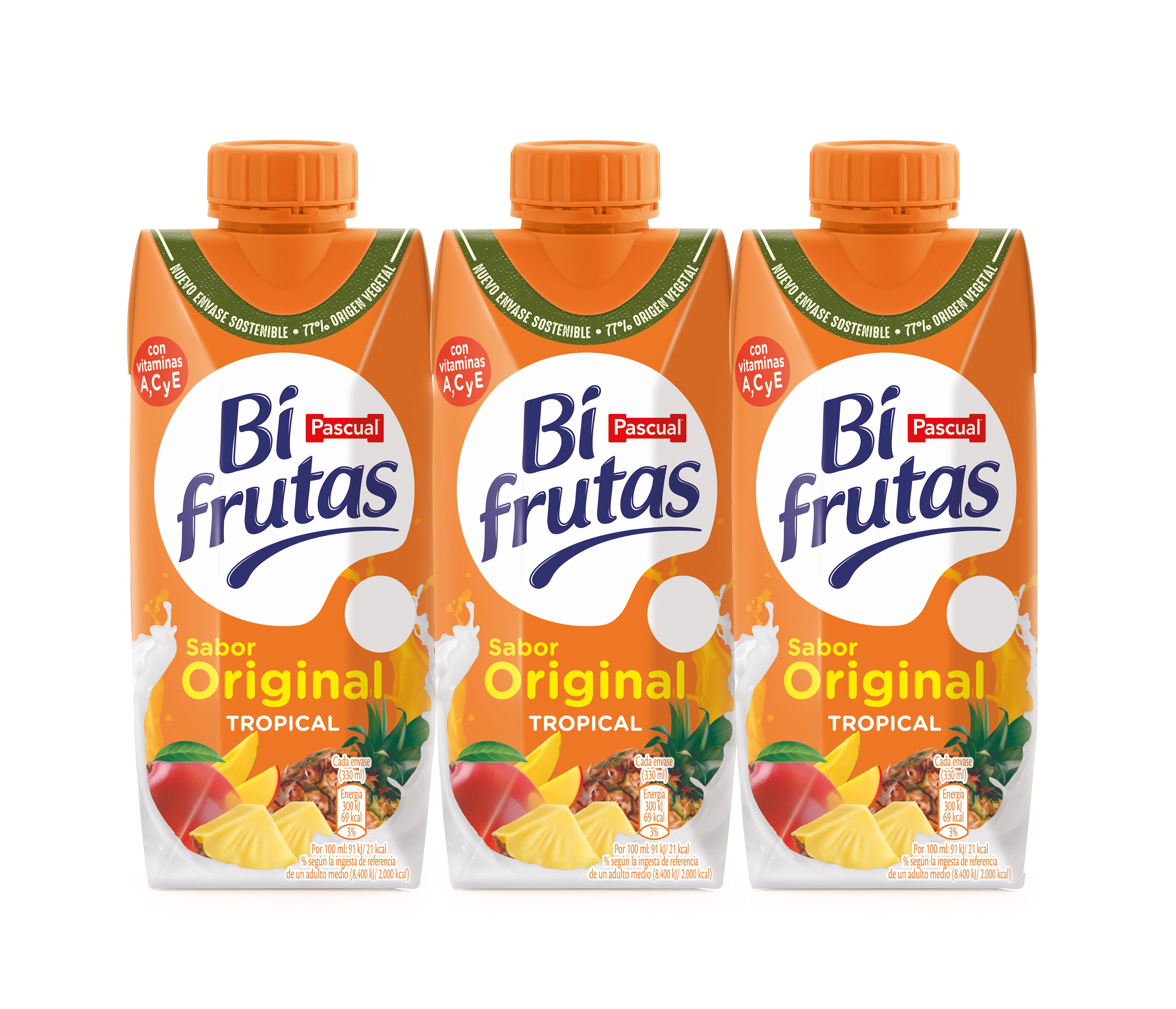Bebida refresc mixta zumo frut/lech tropical Bifrutas Pascual p3 330ml/u
