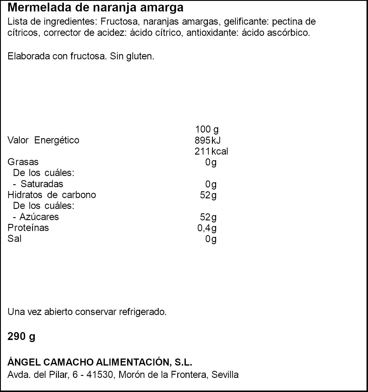 Mermelada diet naranja amarga La Vieja fábrica 290g