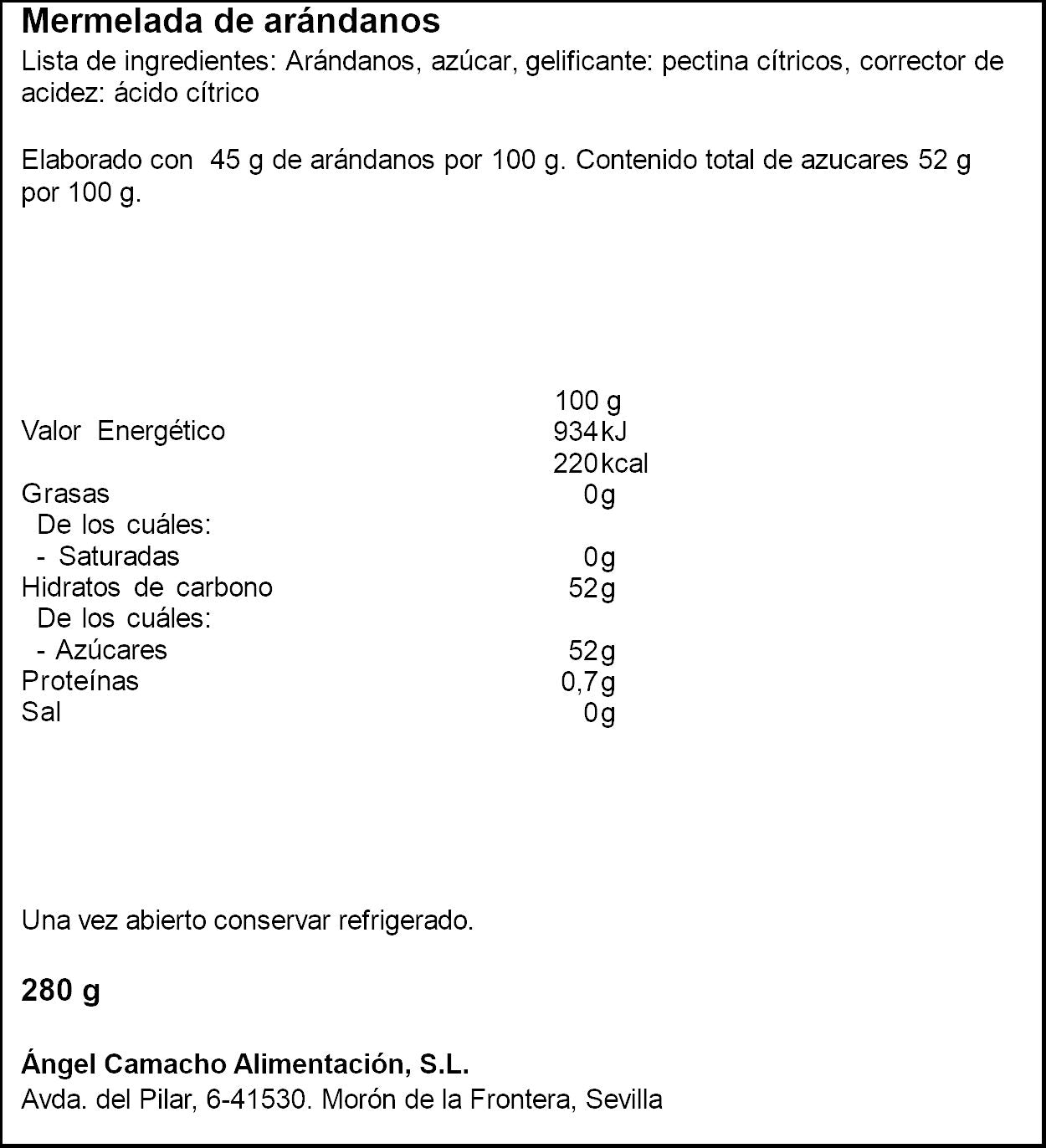 Mermelada arándano La Vieja fábrica 280g