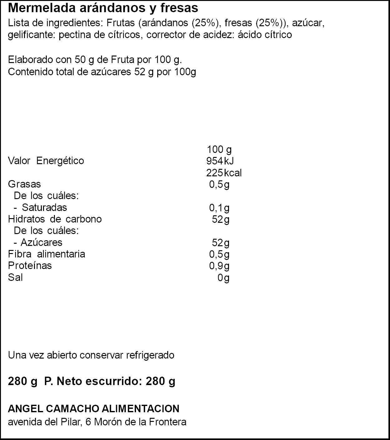 Mermelada arándano/fresa La Vieja fábrica 280g
