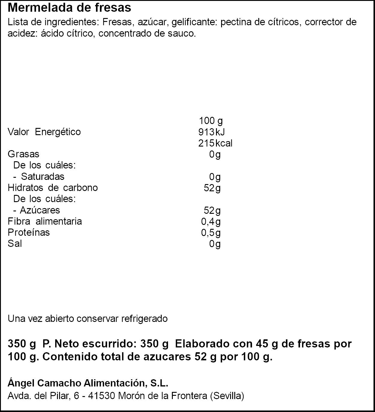 Mermelada fresa cristal La Vieja fábrica 280g