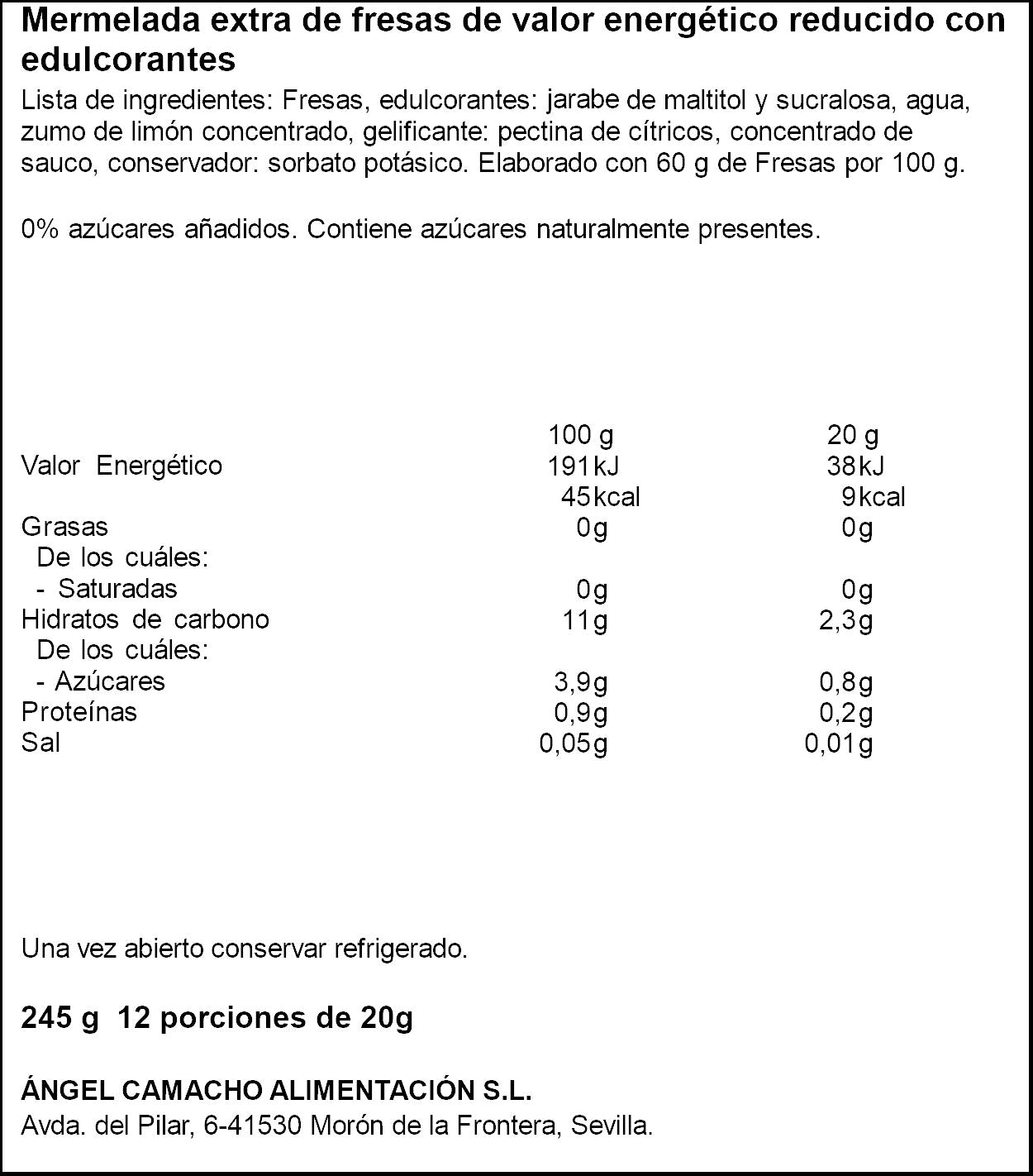Mermelada 0% fresa La vieja fabrica 245g