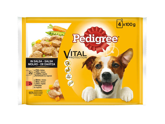 Comida húmeda perro salsa pollo/buey/verd Pedigree p4 100g/u La Despensa