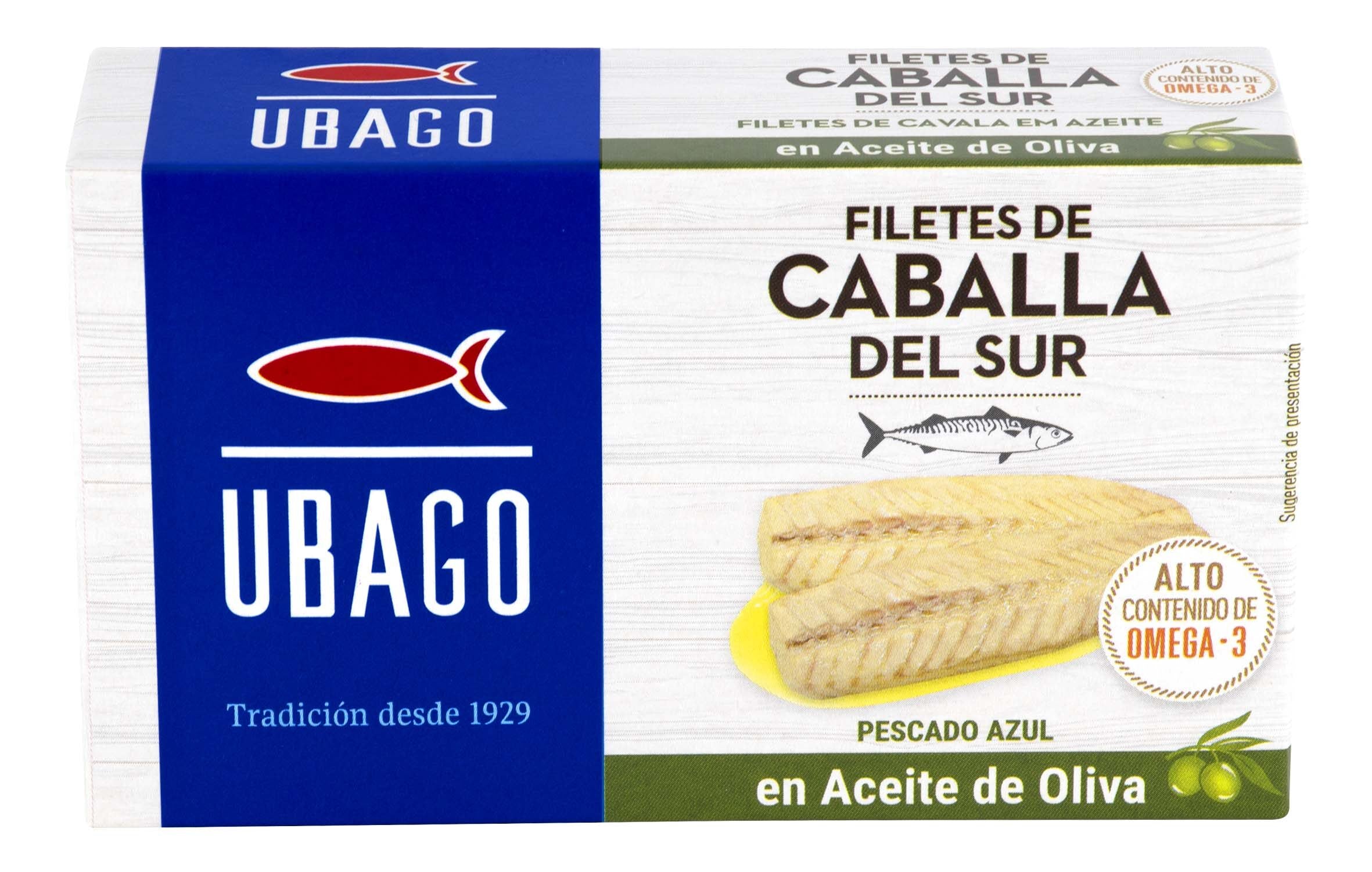 Filete caballa aceite oliva r125 lata Ubago 85g escurr