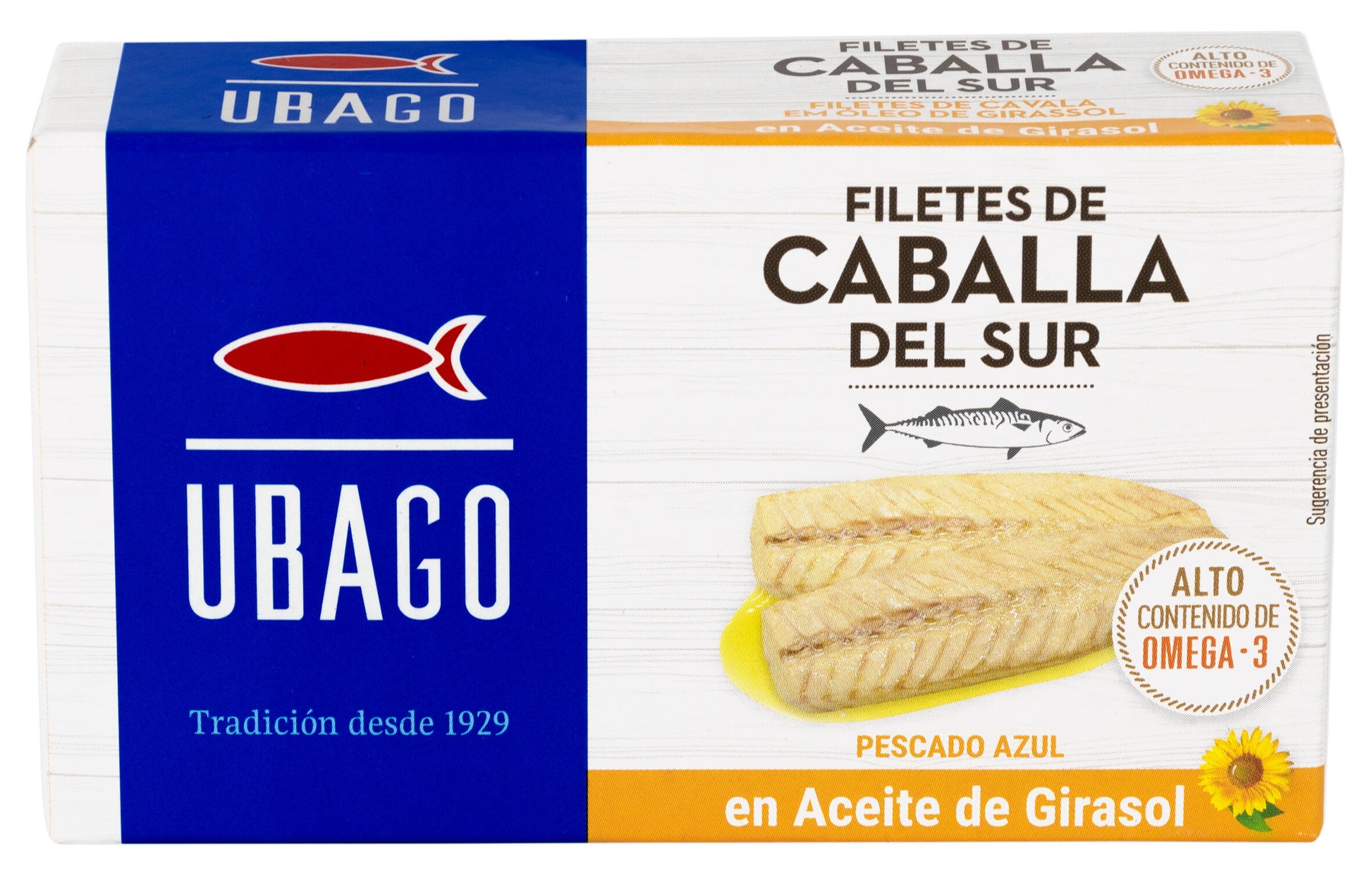 Filete caballa aceite girasol lata rr90 Ubago 65g escurr