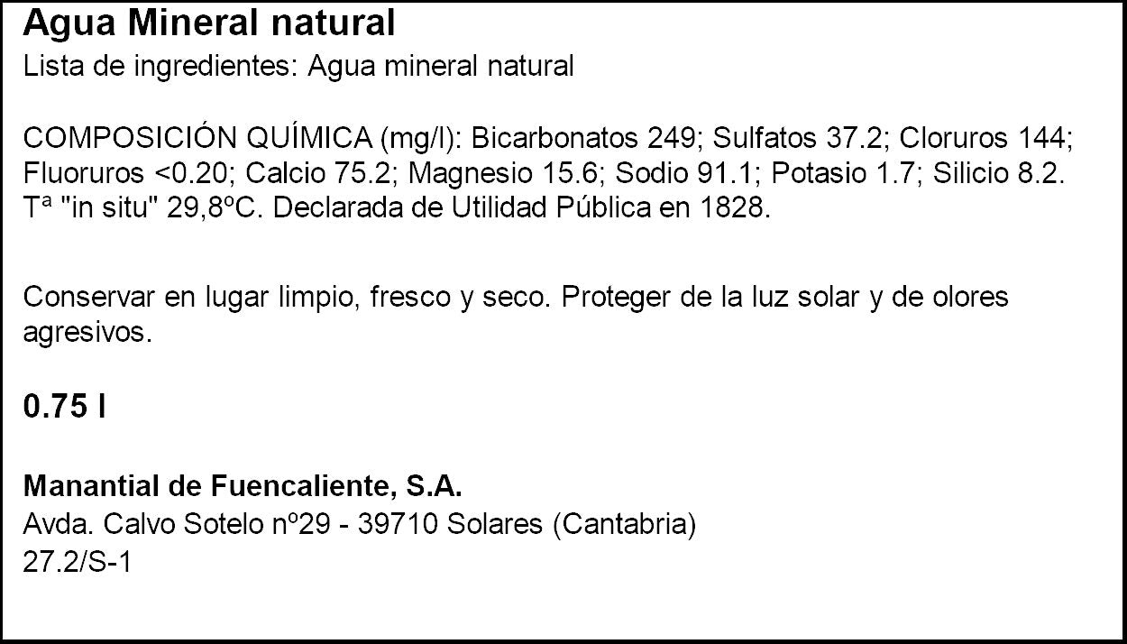 Agua mineral tapón sport Solares 750ml