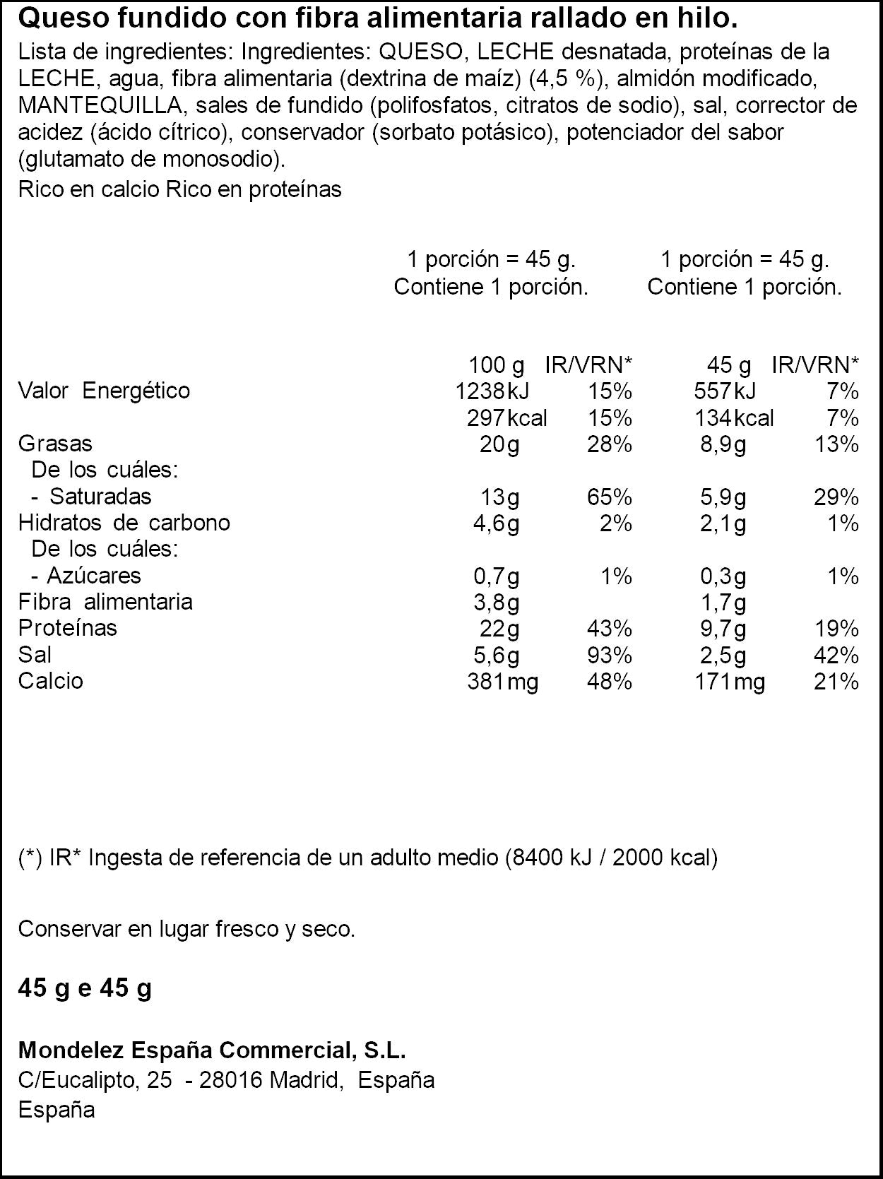 Queso rallado filatto El caserio 45g