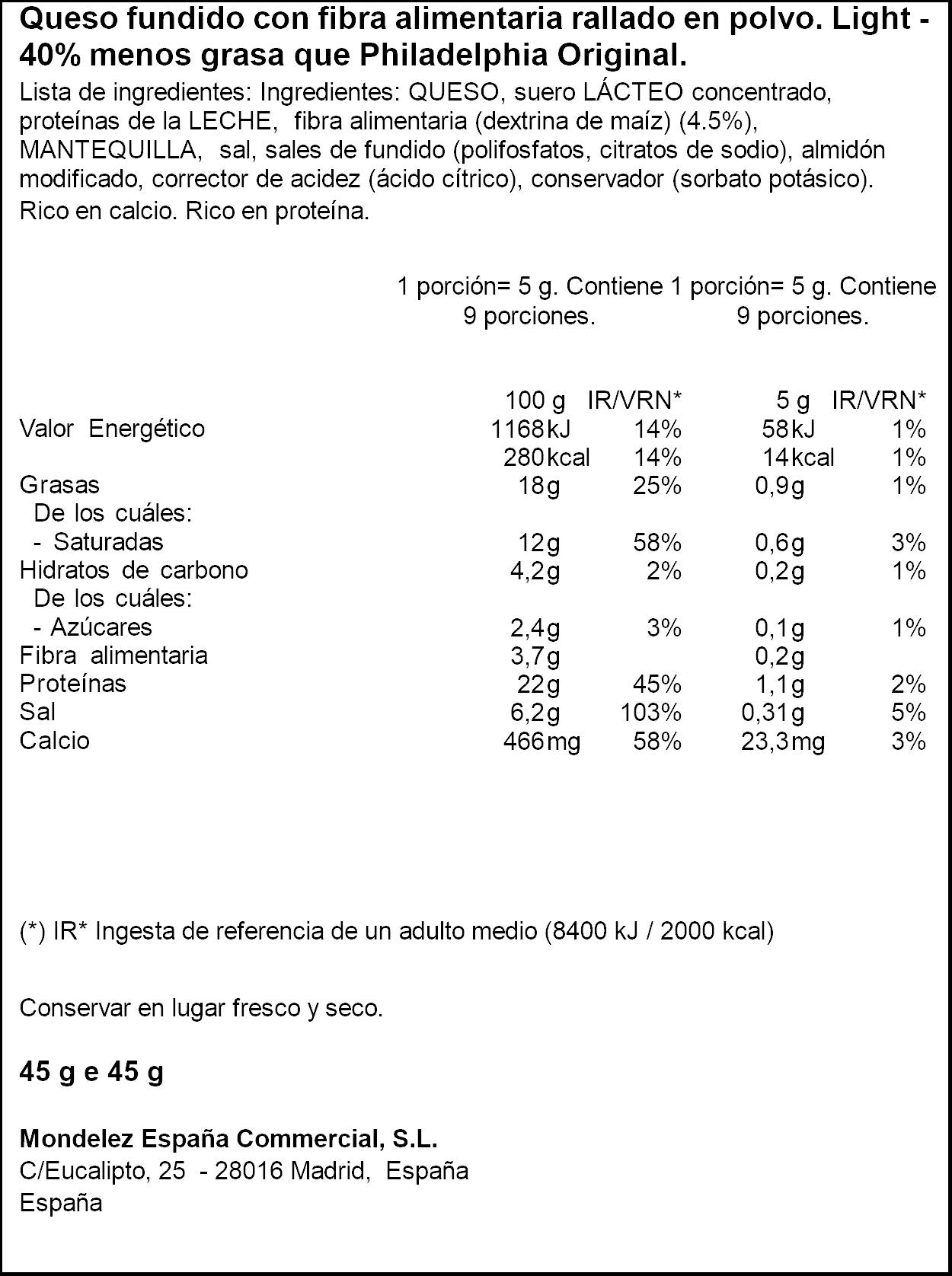 Queso rallado polvo El caserio 45g