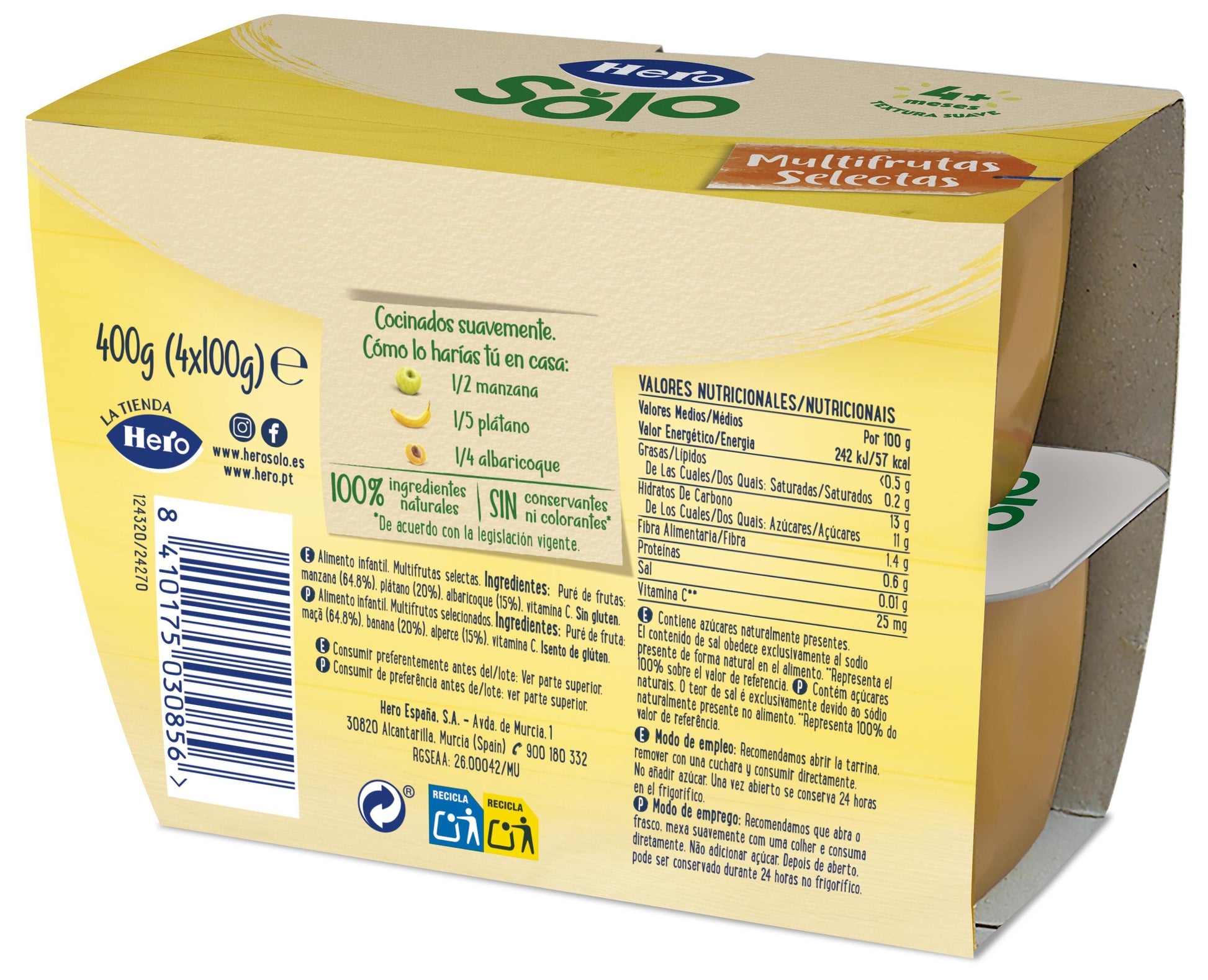 Potito fruta multifruta Hero baby p4 100g