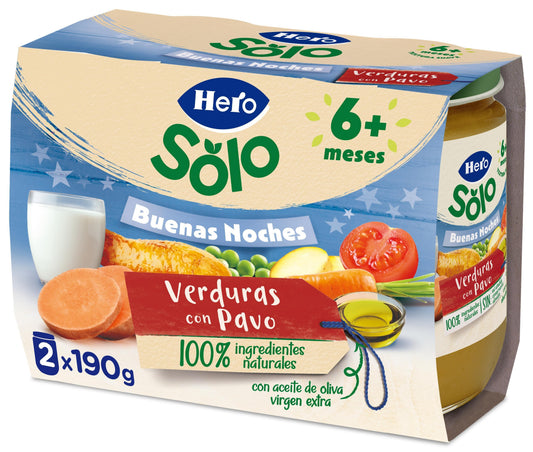 Potito buenas noches c/verdurita/pavo Hero p2 190g/u La Despensa
