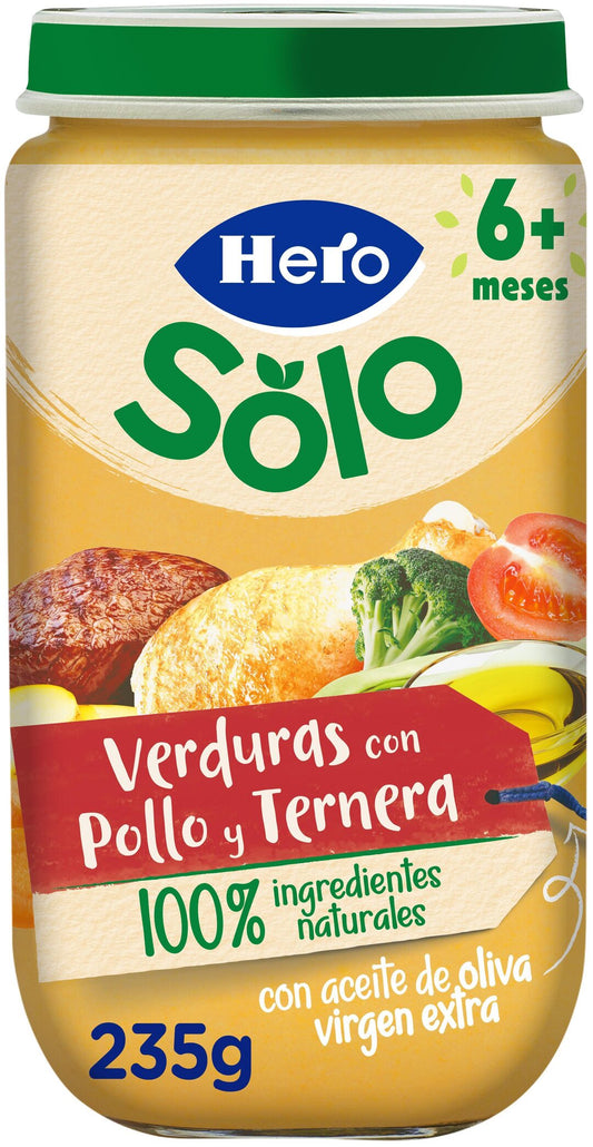 Potito carne pollo/ternera/verdura Hero baby 235g La Despensa