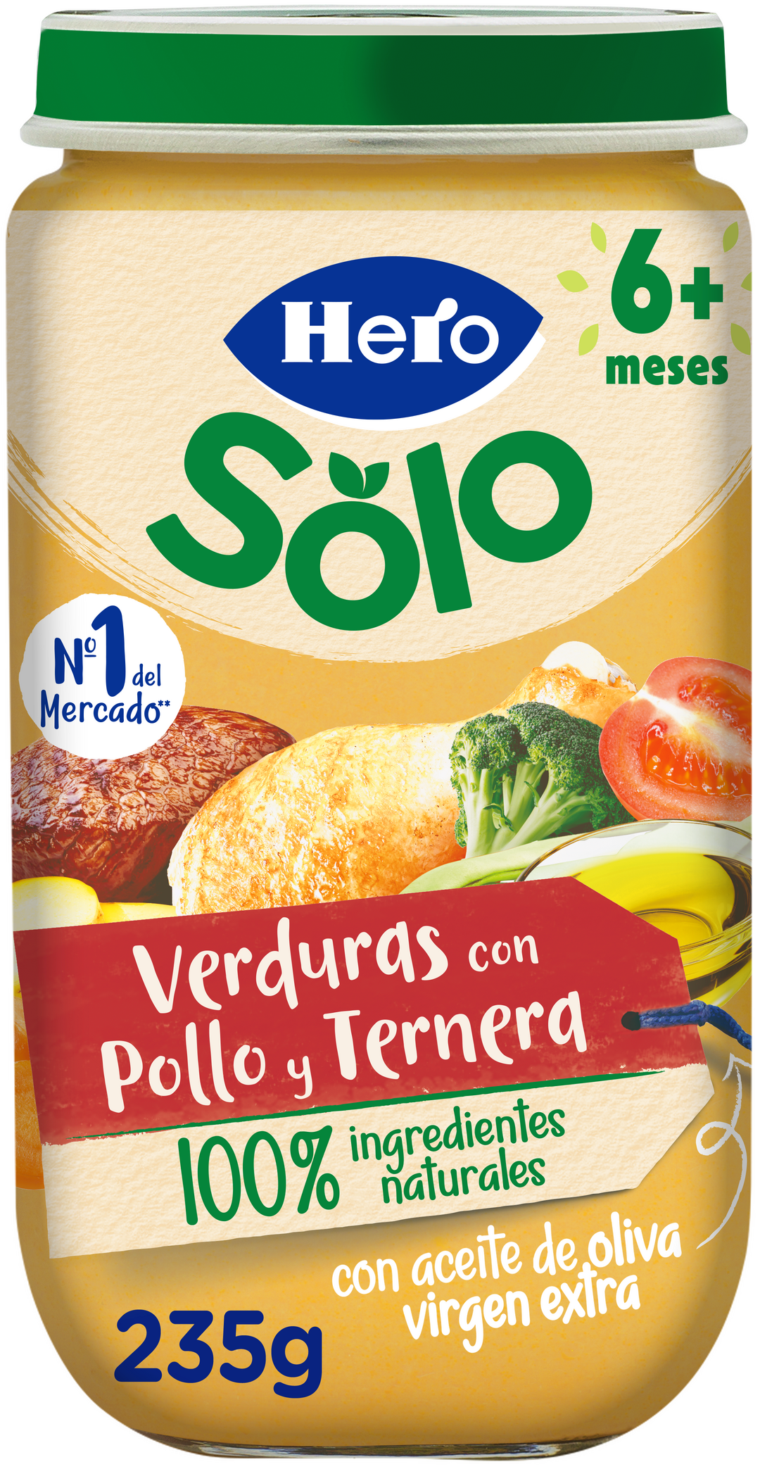 Potito carne pollo/ternera/verdura Hero baby 235g