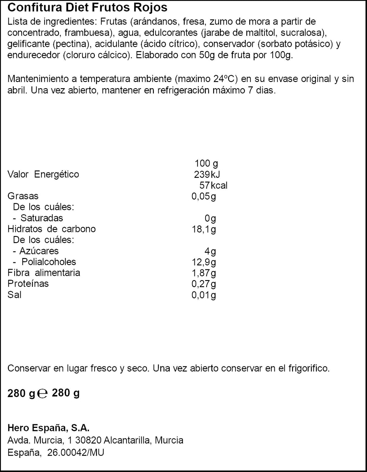 Configura diet frutos rojos Hero 280g