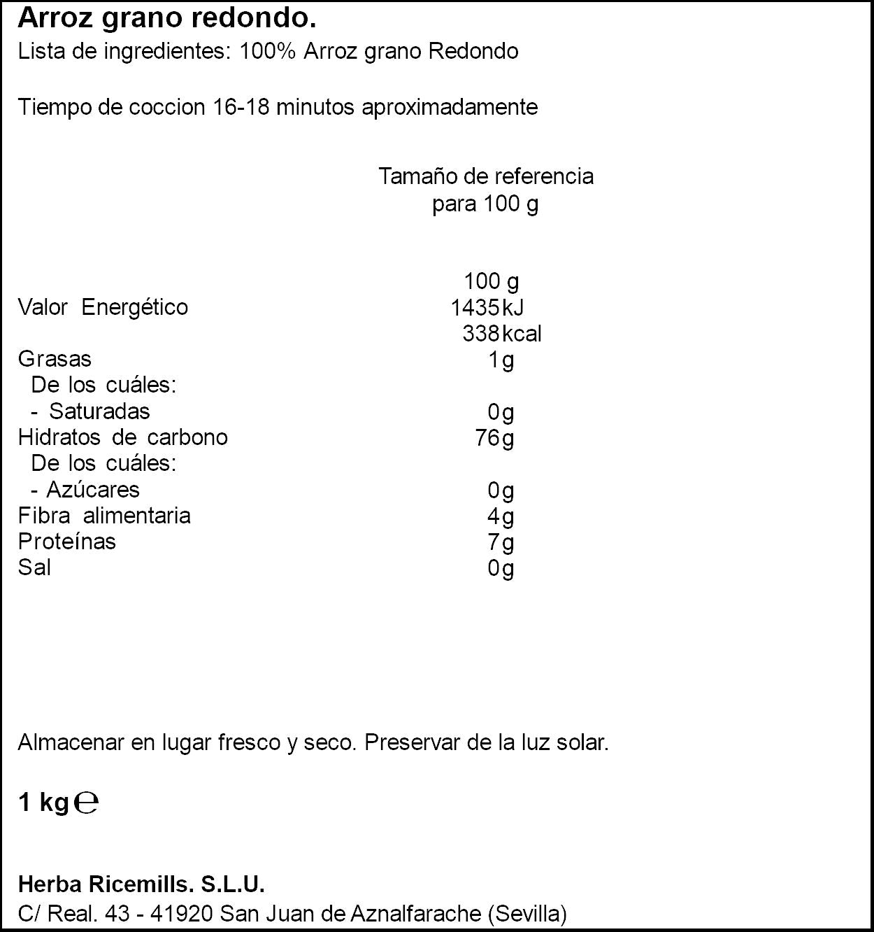 Arroz redondo tradicional La cigala 1kg