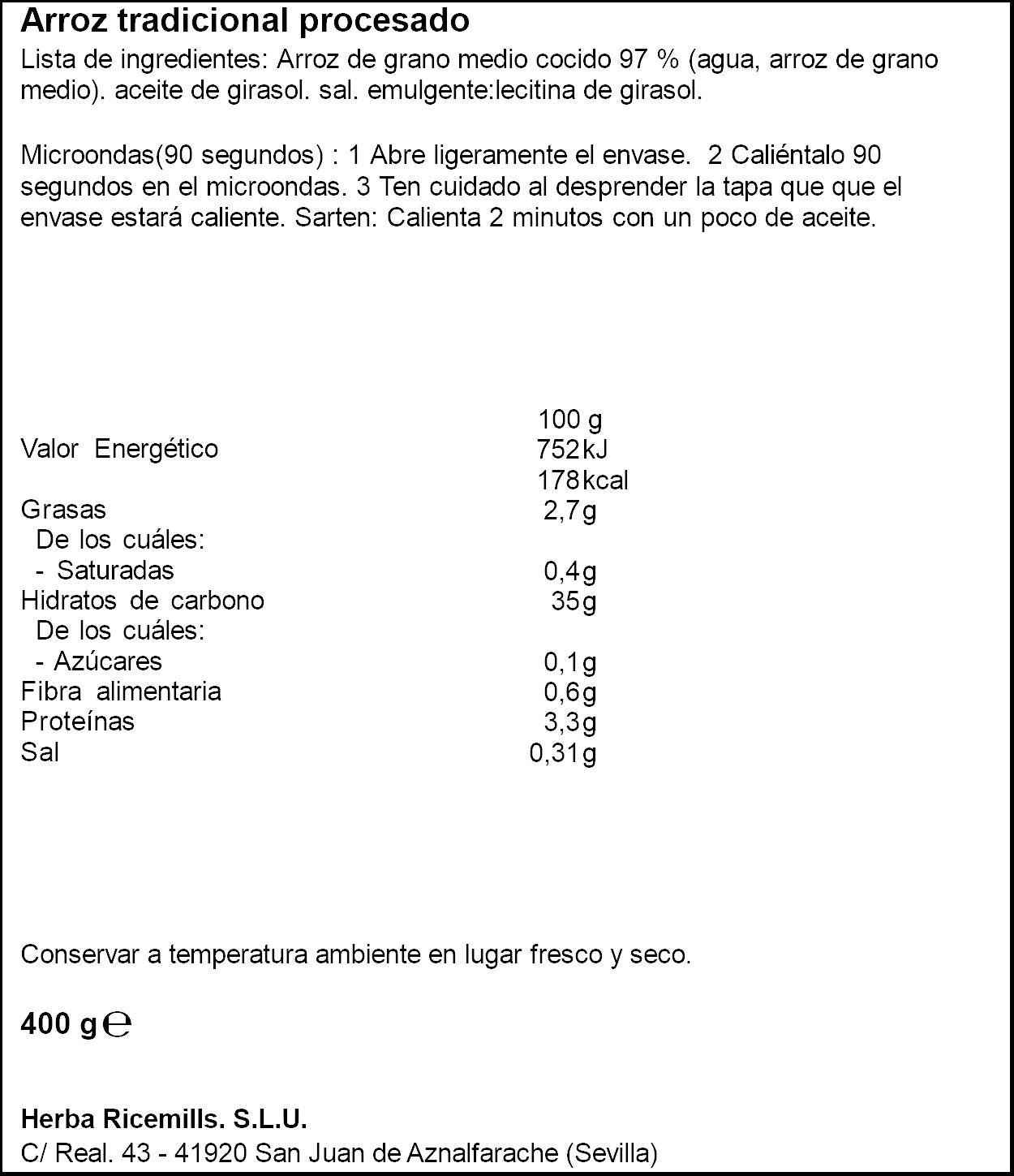 Arroz rendondo receta tradicional vaso xl Brillante p2 200g/u