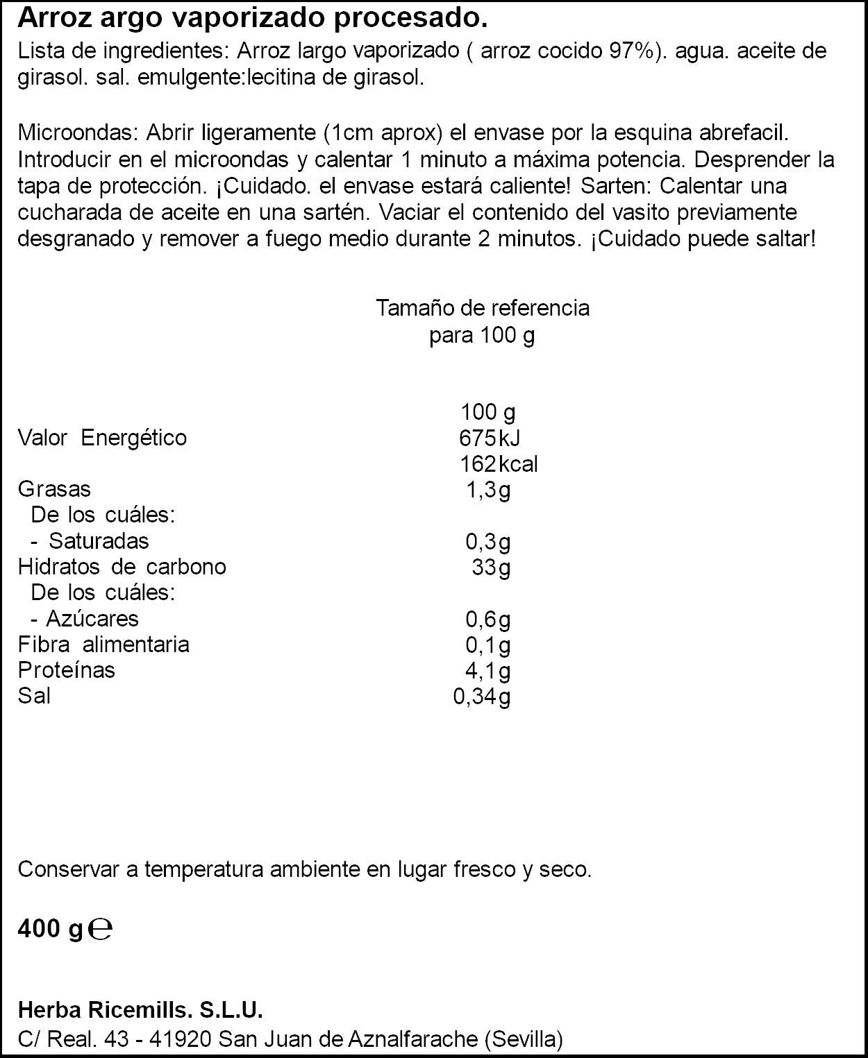 Arroz largo vaso xl Brillante p2 200g/u