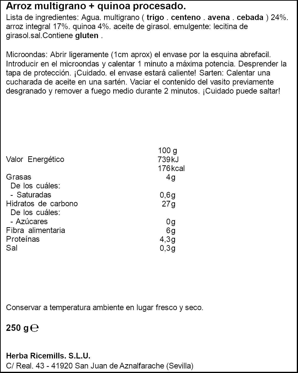 Arroz integral c/quinoa vaso Brillante p2 125g/u
