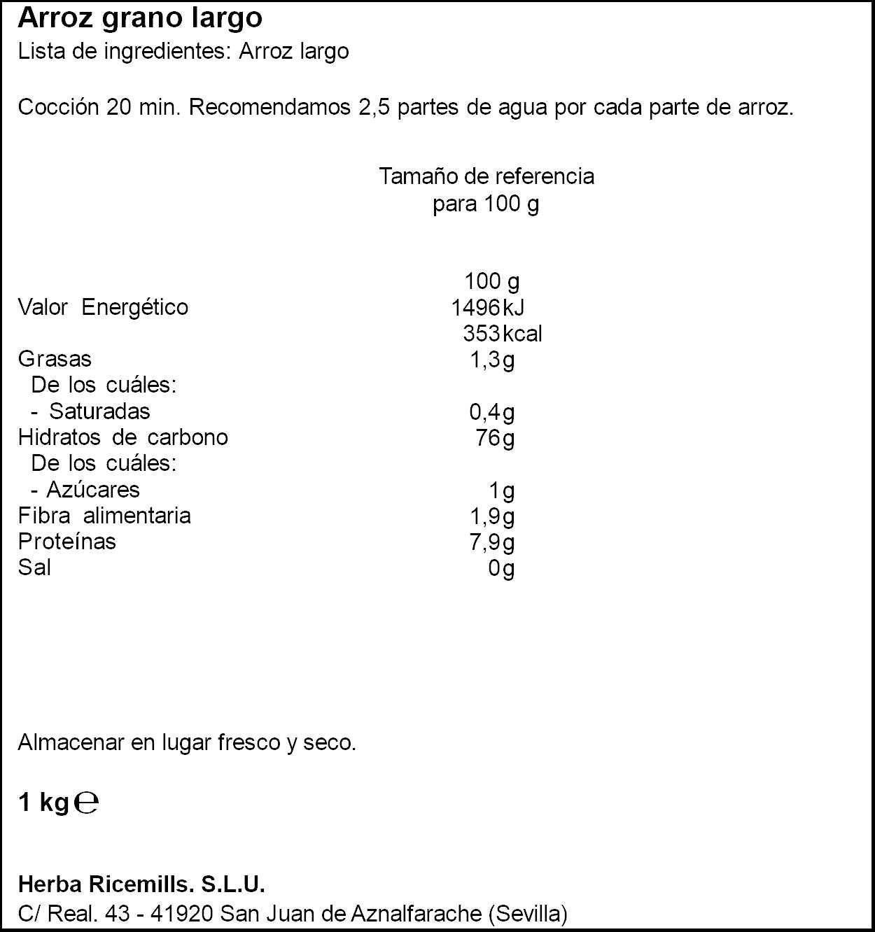 Arroz vaporizado largo Brillante 1kg