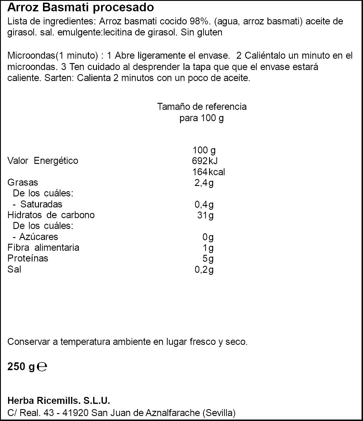 Arroz basmati vaso Brillante p2 125g/u