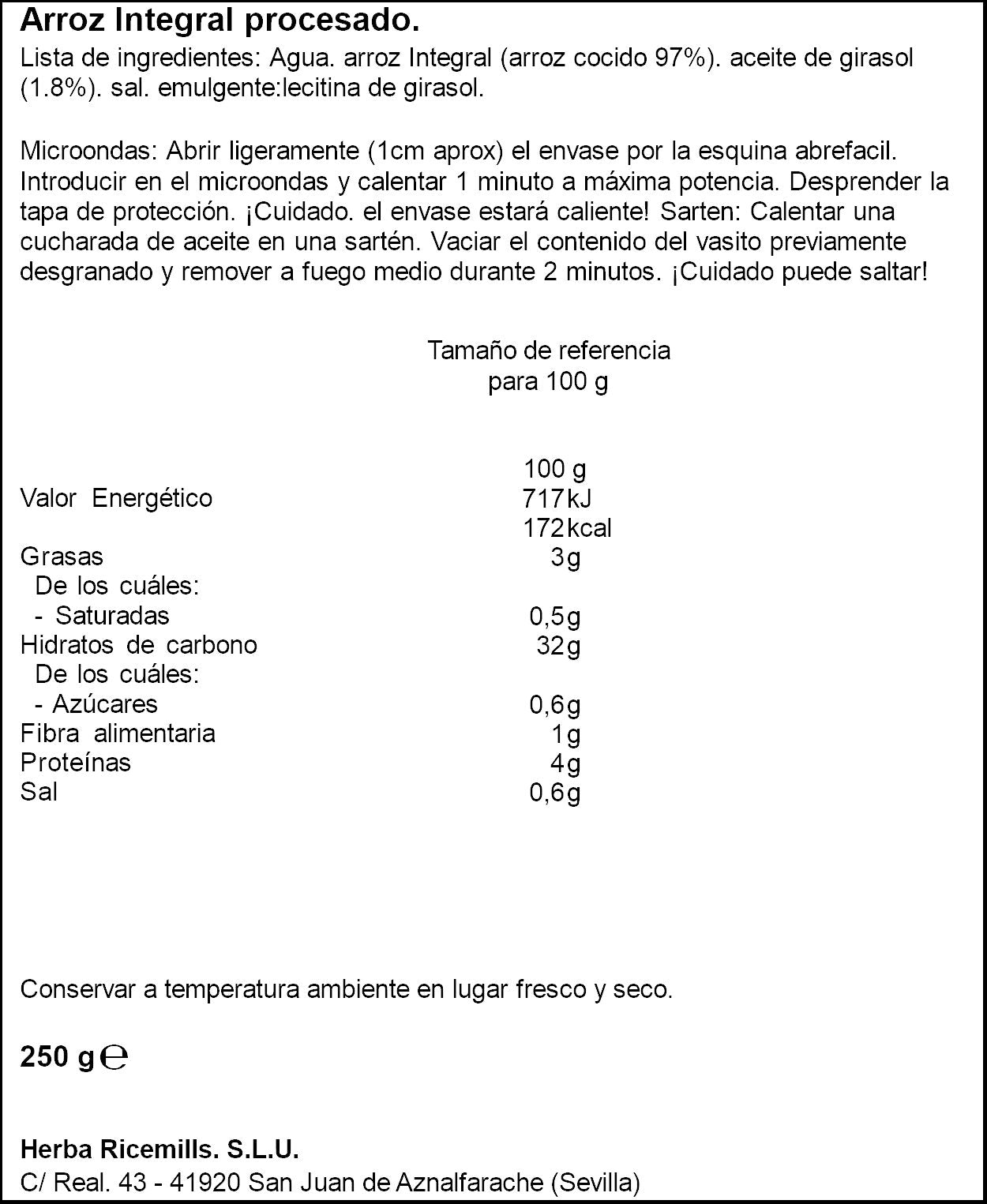 Arroz integral vaso Brillante p2 125g/u