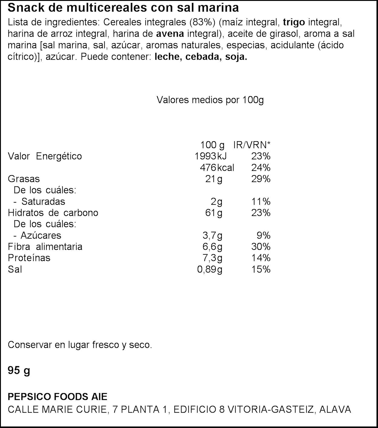 Snack sal marina Sunbites 95g