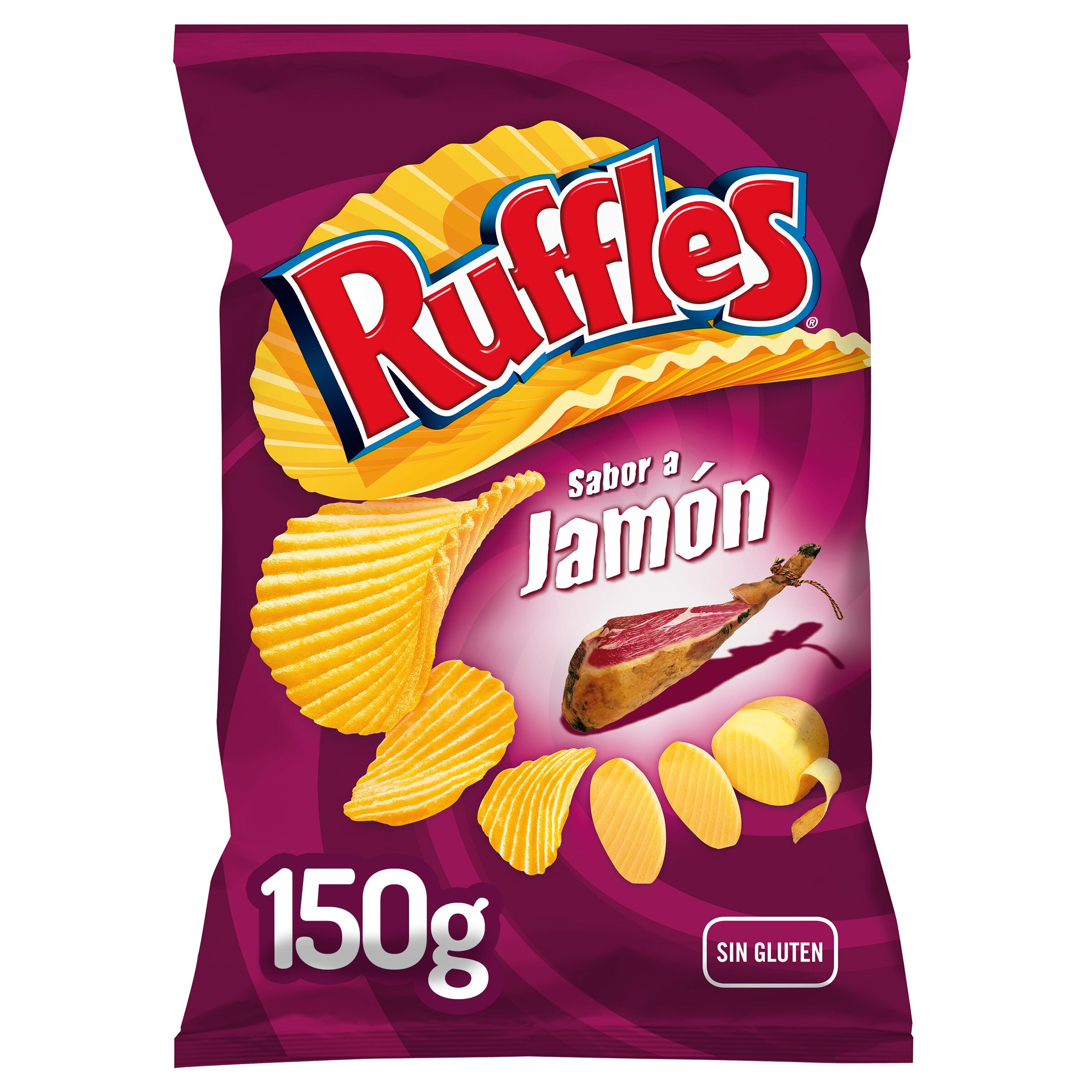 Patatas fritas onduladas jamón-jamón Ruffles 150g