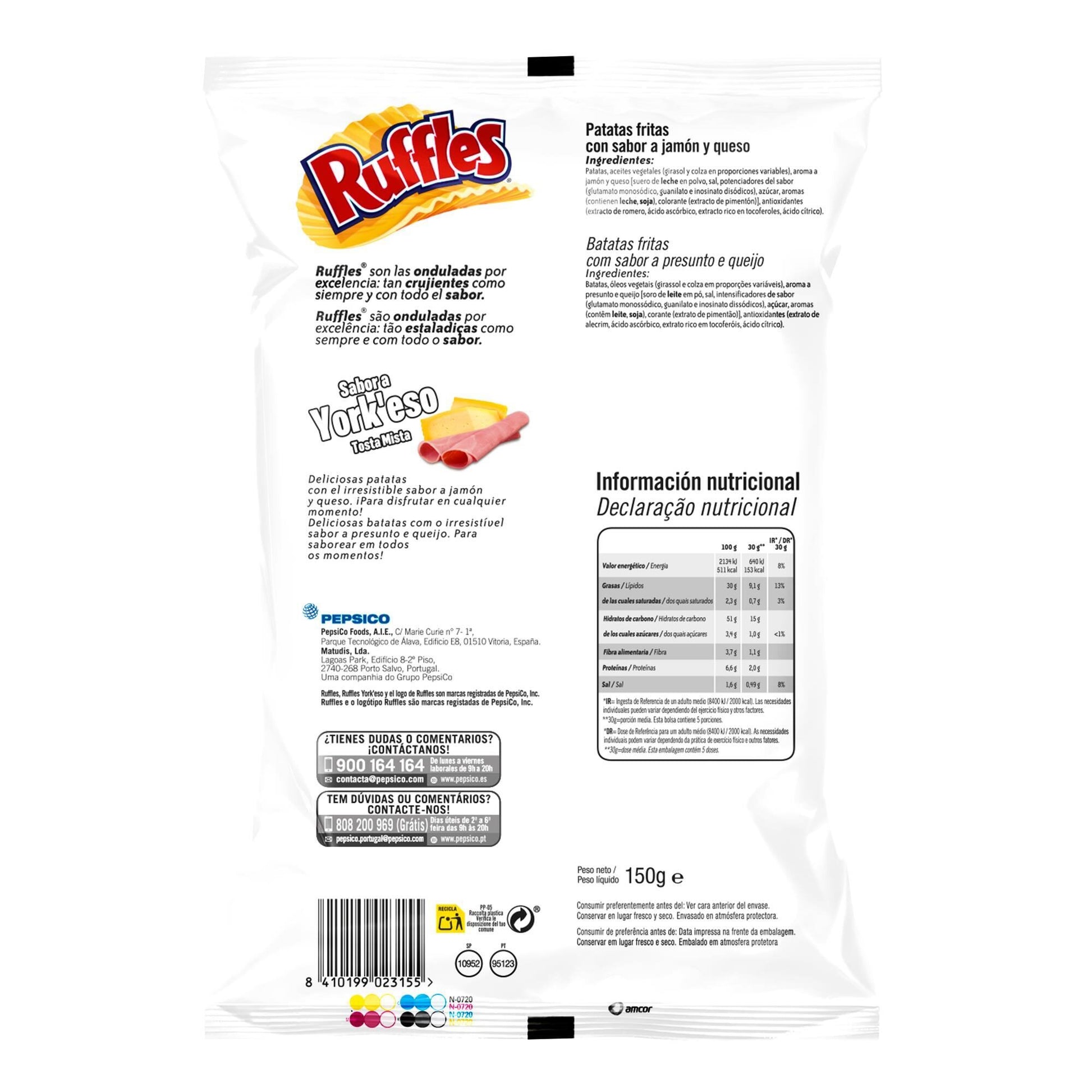 Patatas fritas york queso Ruffles 150g