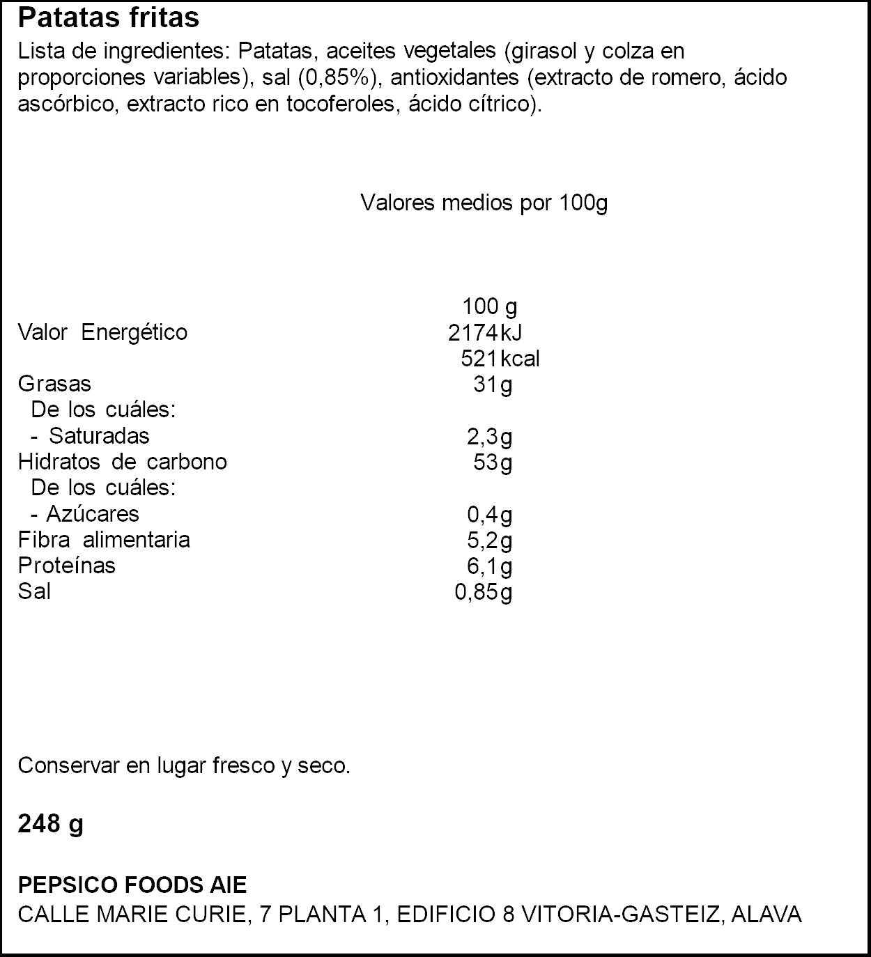Patatas fritas sal Lays 248g