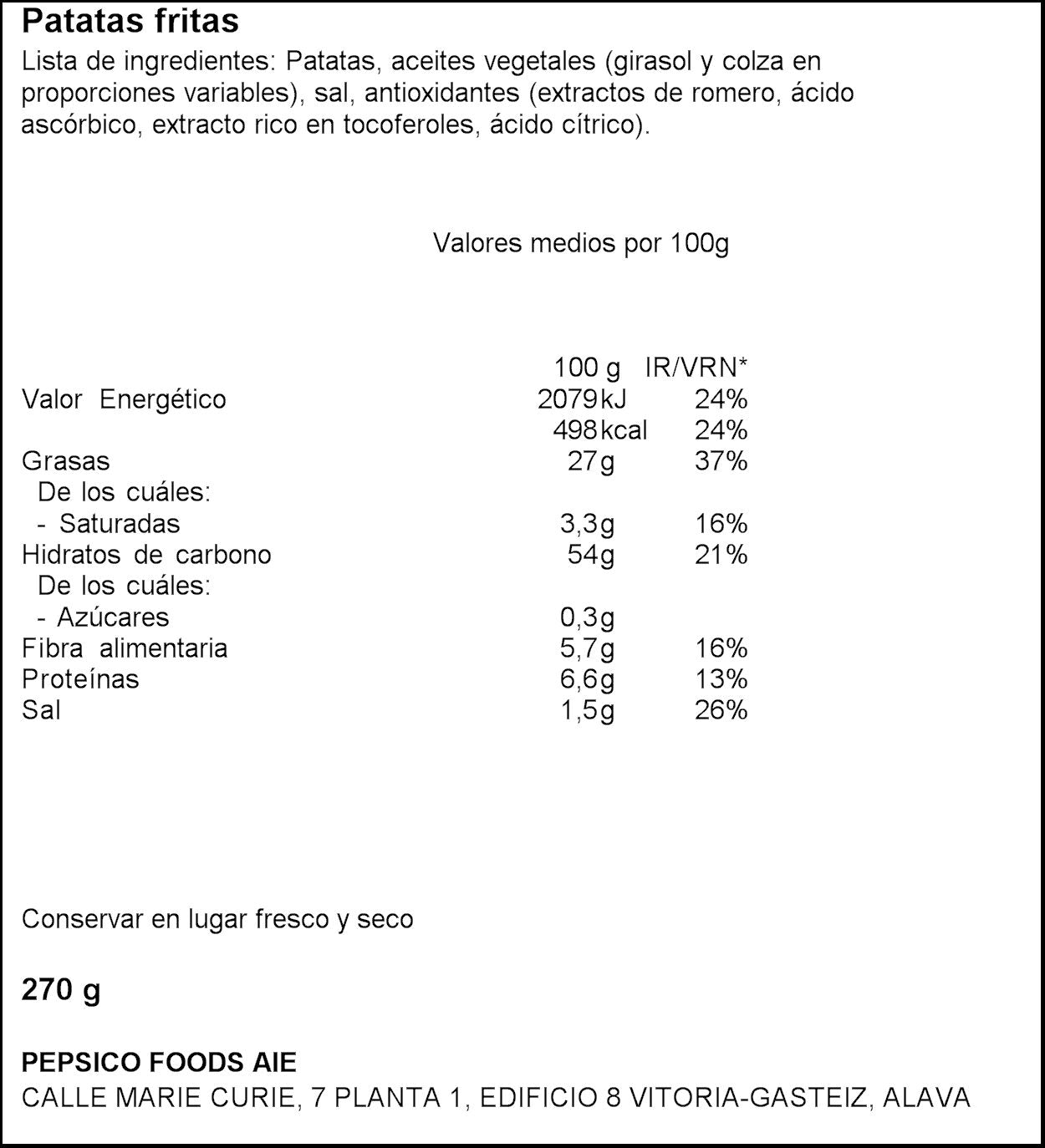 Patatas fritas cartucho Santa ana p2 135g/u