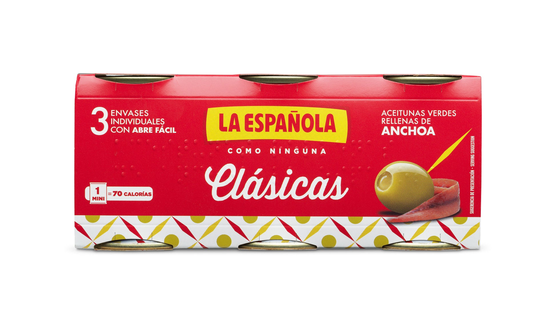 Aceituna verde rellenas anchoa lata la Española p3 50g/u escurr