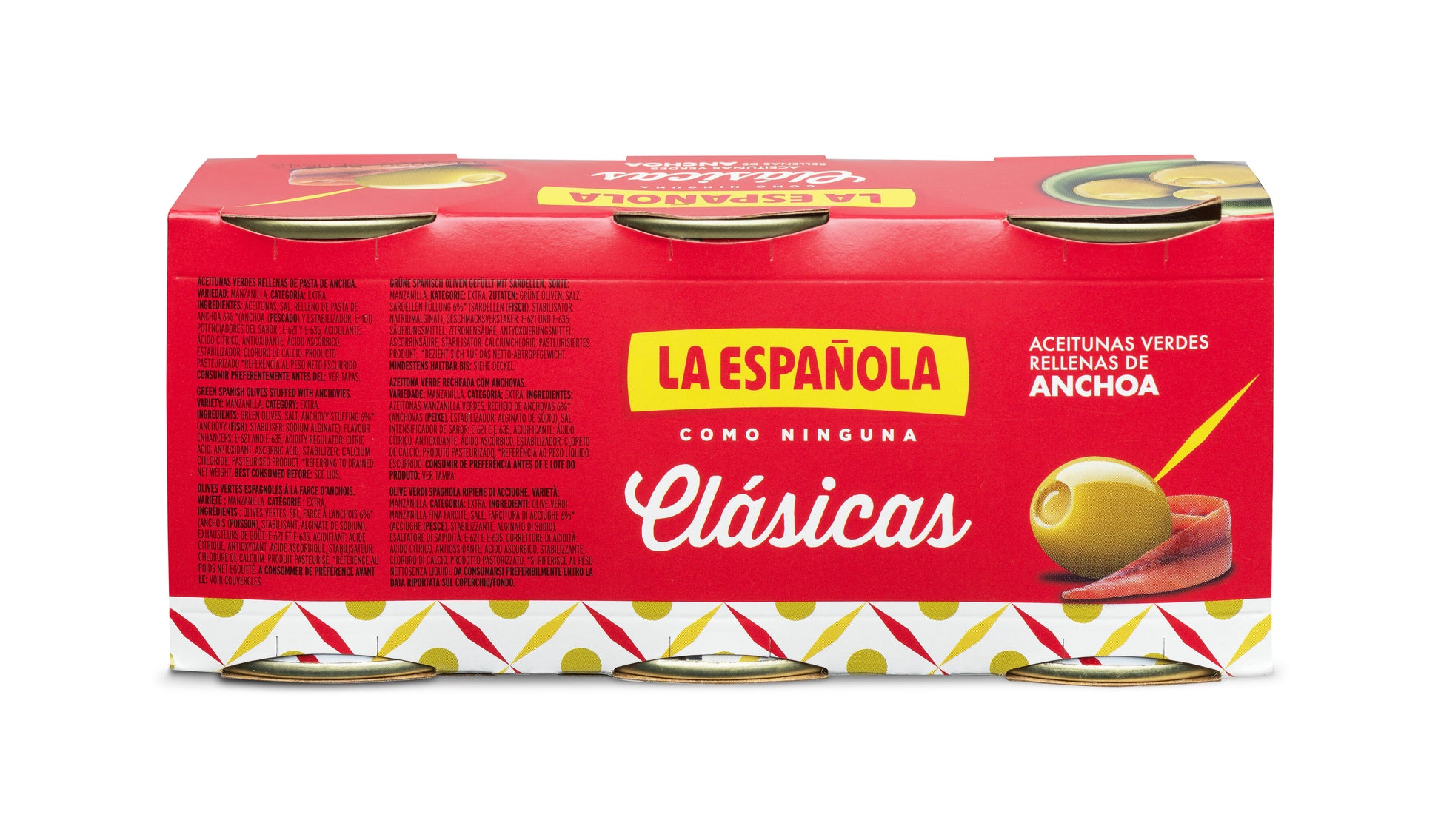 Aceituna verde rellenas anchoa lata la Española p3 50g/u escurr