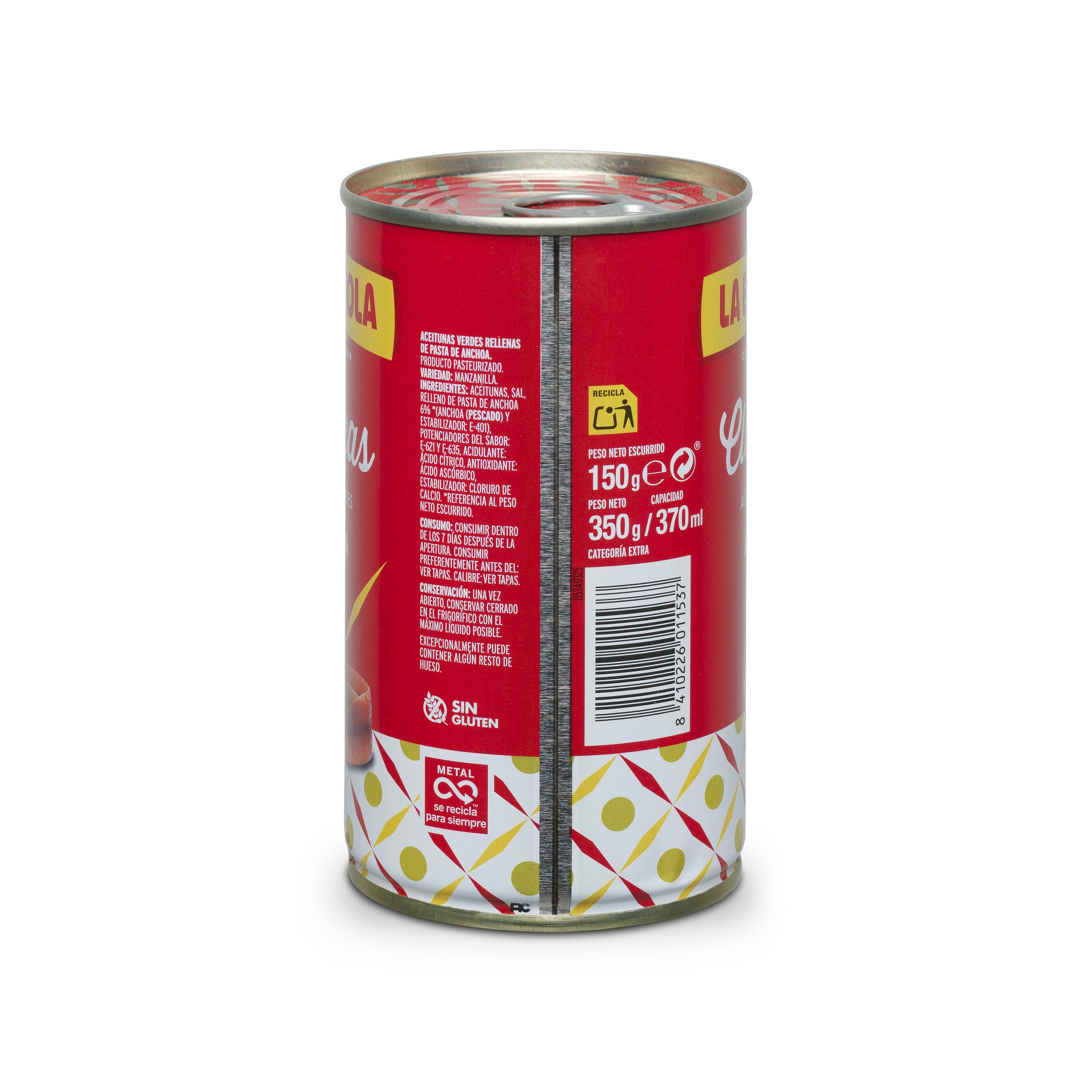 Aceituna verde rellenas anchoa lata la española 150g escurr