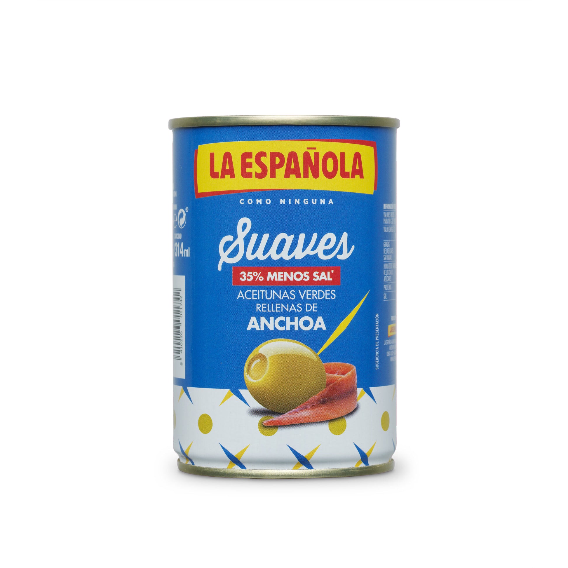 Aceituna verde rellena anchoa suave lata la Española 130g escurr