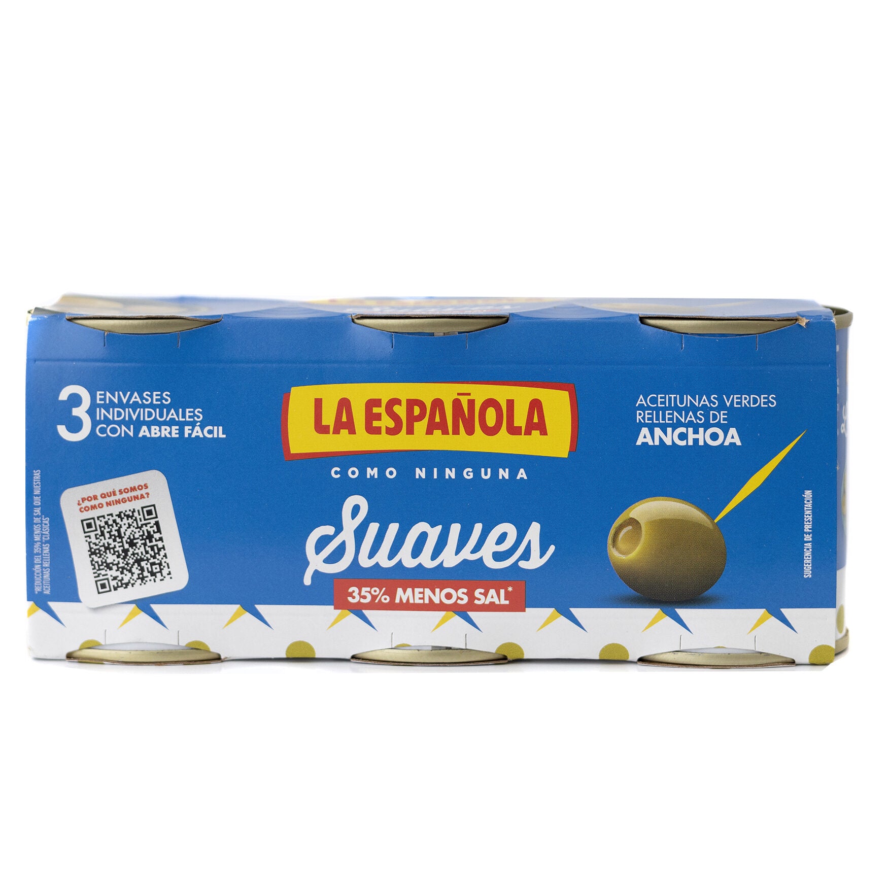 Aceituna verde rellena anchoa suave lata la Española p3 50g/u escurr