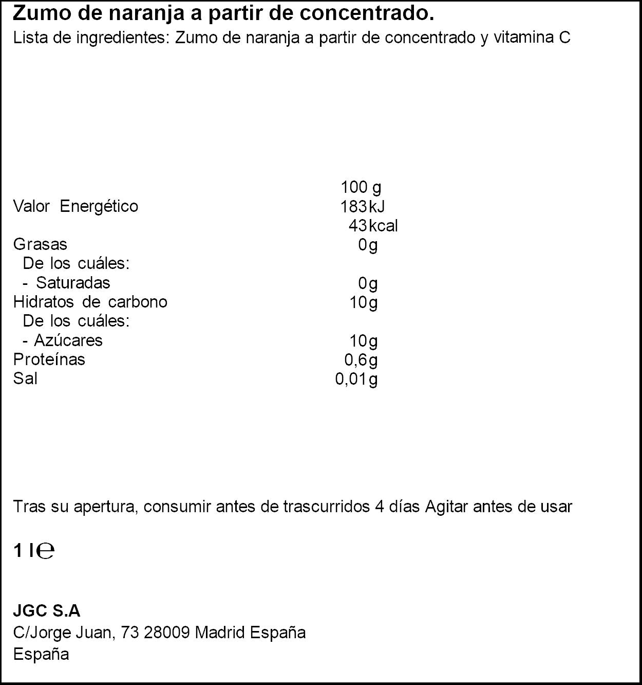 Zumo concentrado naranja Don simon 1l