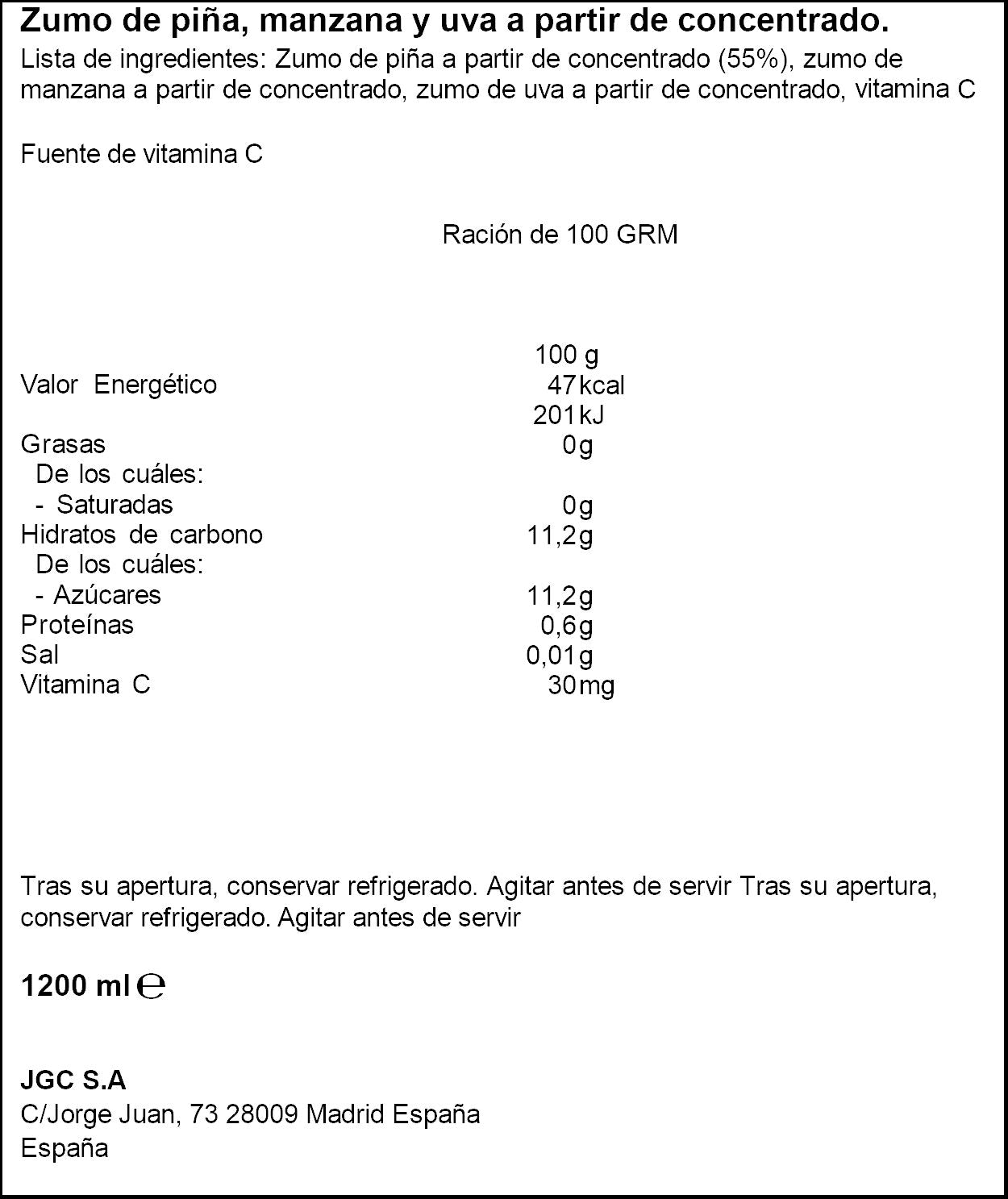 Zumo concentrado piña/uva Don simon p6 200ml/u