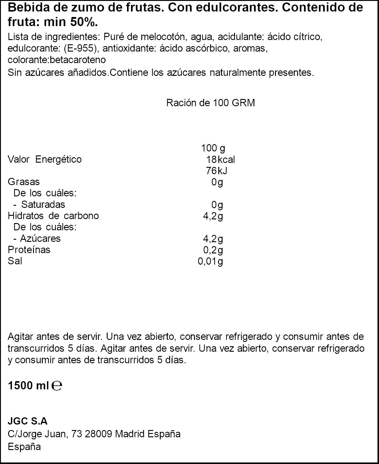 Bebida fruta melocoton s/az Don simon 1.5l