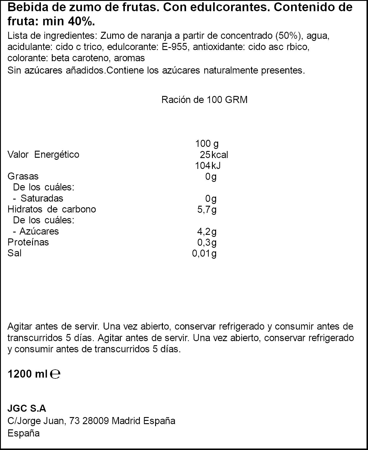 Bebida de zumo naranj s/az  disfruta Don simon p6 200ml/u