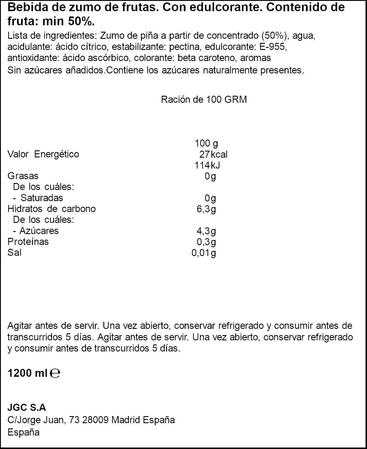 Bebida de zumo piña s/az disfruta Don simon p6 200ml/u